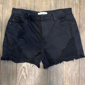 KanCan Black Distressed Shorts w/ Fringe (Size 11/29)